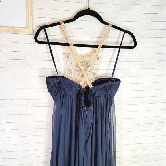 ADRIANNA PAPELL COLLECTION BEADED HALTER MAXI DRESS, SZ 10 - Picture 11 of 16